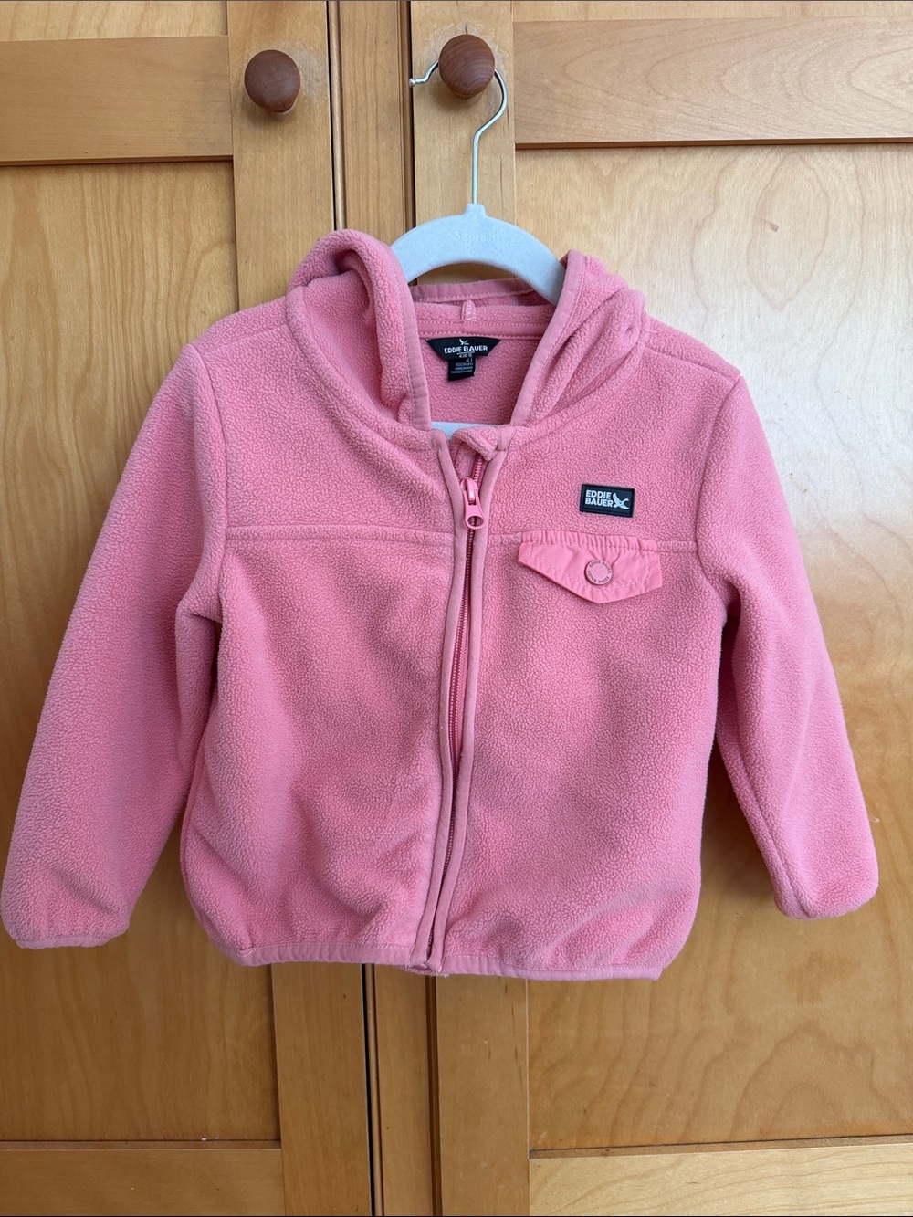 Eddie Bauer Girls Pink Hooded Fleece Zip Jacket